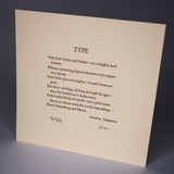 "TYPE" Letterpress Broadside | Arthur Desmond | SA1220