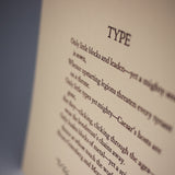 "TYPE" Letterpress Broadside | Arthur Desmond | SA1220